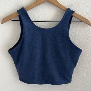 Outdoor Voices Midlength Sports Bra Blue Gray Heathered Color Block Small